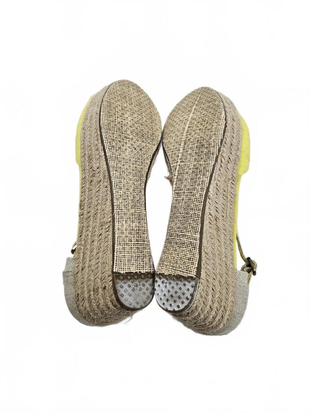 TOMS Women's Yellow Peep Toe Ankle Strap Wedge Sandals Size 8 - Picture 6 of 7